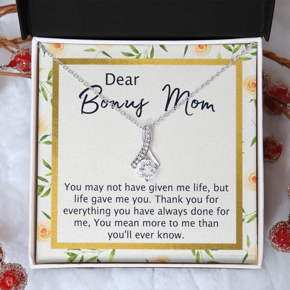 Bonus Mom Gifts, To My Bonus Mom Necklace, Bonus Mom Jewelry, Necklace for Bonus Mom, Step Daughter To Stepmother Necklace, Step Mom Necklace for Women Step Mom Mothers Day Jewelry Alluring Beauty Necklace