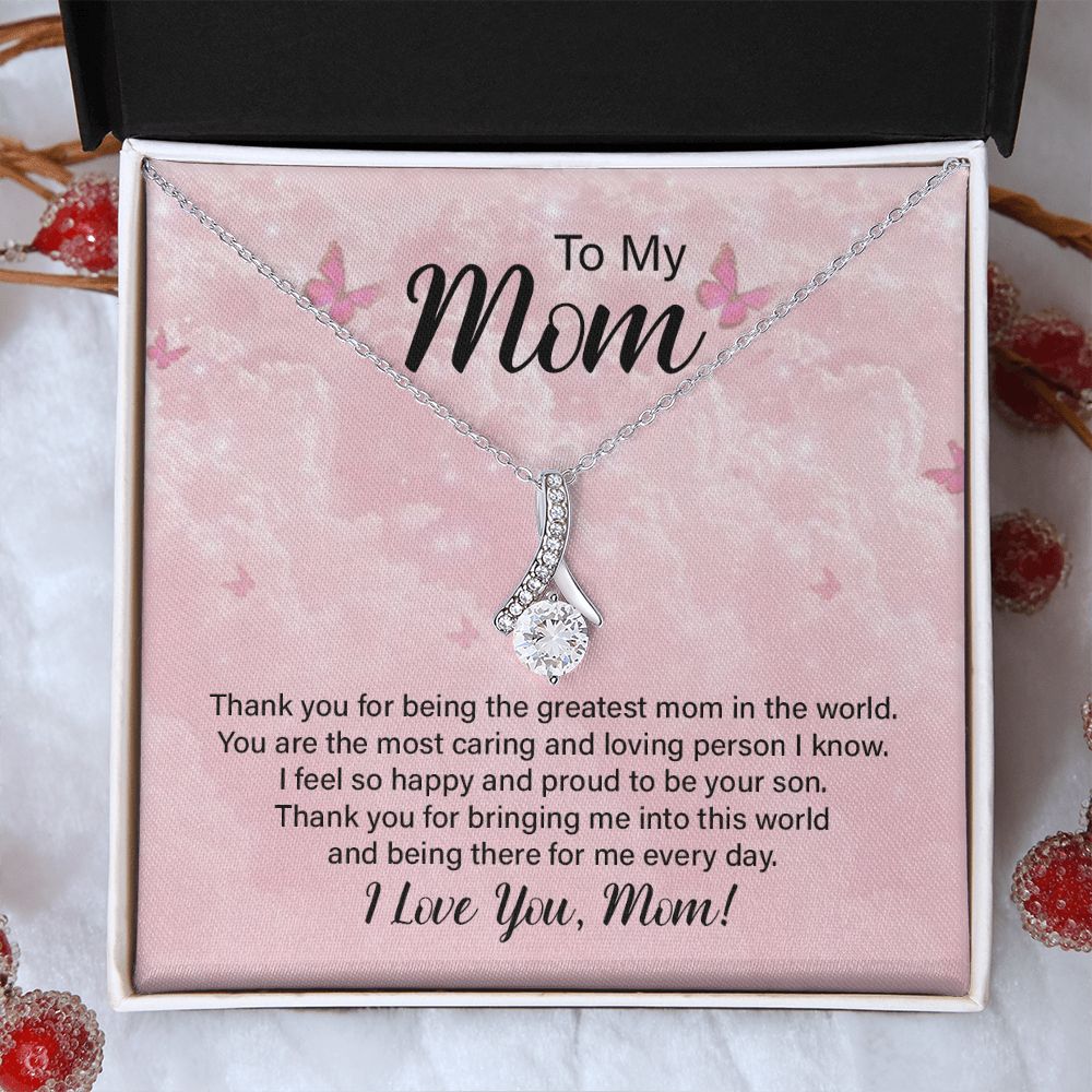 To My Mom Necklace, Gift For Mom, Mother's Day Gift from Daughter, Mom Jewelry Gift for Mothers Day, Birthday Gift for Mother, Moms Gift from Daughter Son, Necklace for Mom Mother 24 Alluring Beauty Necklace