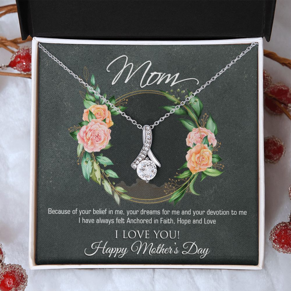 To My Mom Flower Necklace Pendant Gift From Daughter Your Belief In Me With Message Card Gift For Mom Alluring Beauty Necklace
