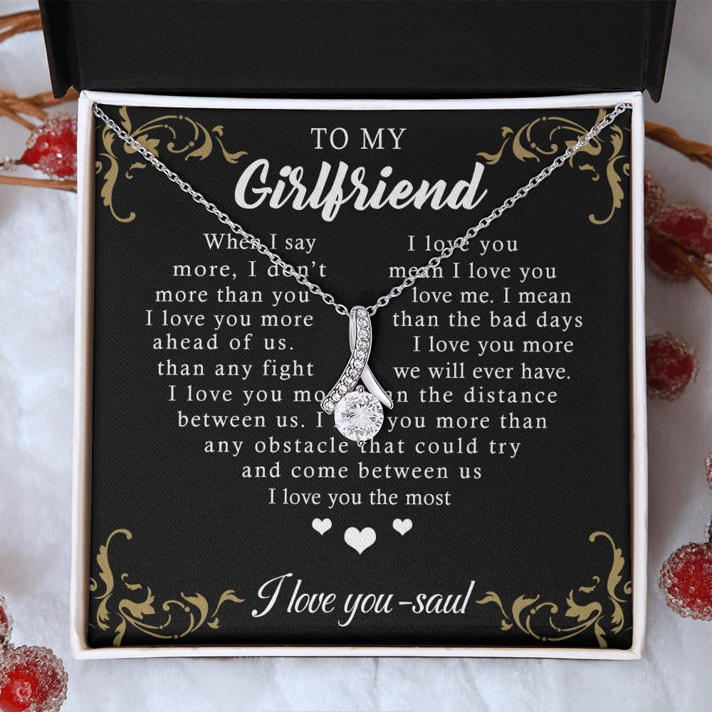 To My Girlfriend Necklace from Boyfriend, Personalized Necklace for Women, Luxury Necklace for Girlfriend, Wedding Anniversary Present For Her, Girlfriend Gift Jewelry Christmas Birthday Gift Alluring Beauty Necklace