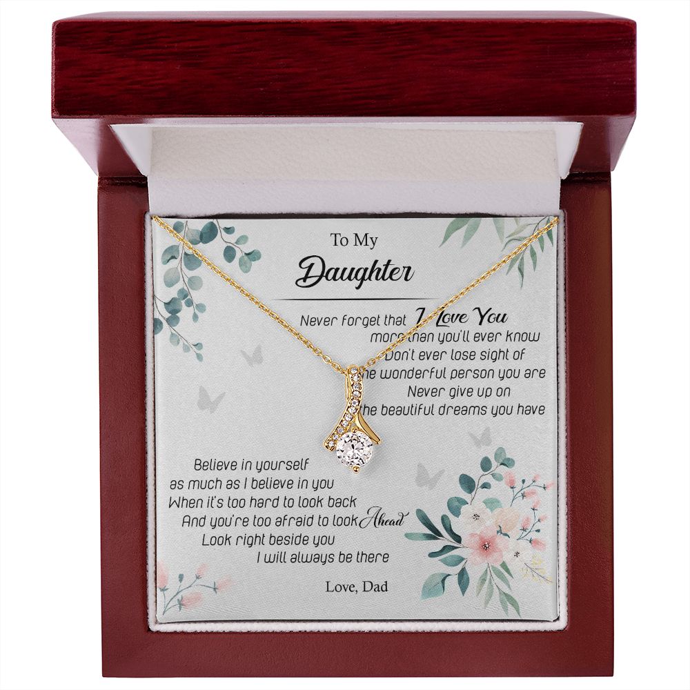 To My Daughter Alluring Beauty Necklace, Necklace Message Card Meaningful
