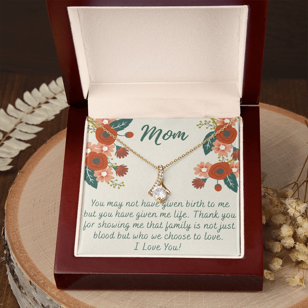 To My Mom Love Knot Necklace Gift for Stepmom Birthday Present Idea for Mother Alluring Beauty Necklace