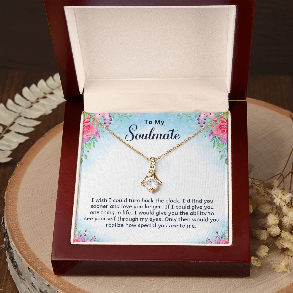 To My Soulmate Necklace for Women Birthday Christmas Jewelry Gifts For My Wife with Message Card Box Personalized Gift Present Pendant for Future Wife Soulmate Girlfriend Love 17 Alluring Beauty Necklace