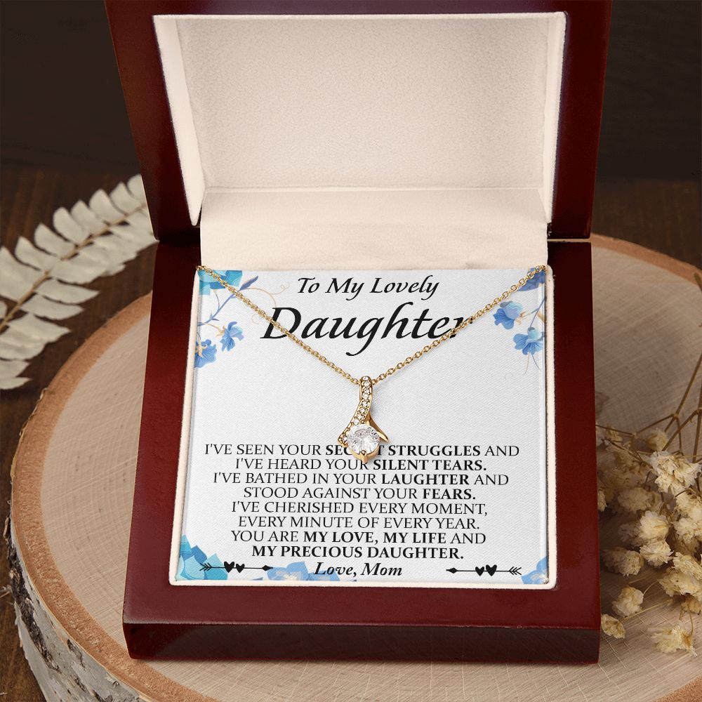 Mother and Daughter Necklace for Girls, To My Daughter Gift Necklace from Mom, Birthday Christmas Gift Graduation Gifts for Daughters, Jewelry Pendant Present for Daughter, Mother Daughter Gift 41 Alluring Beauty Necklace