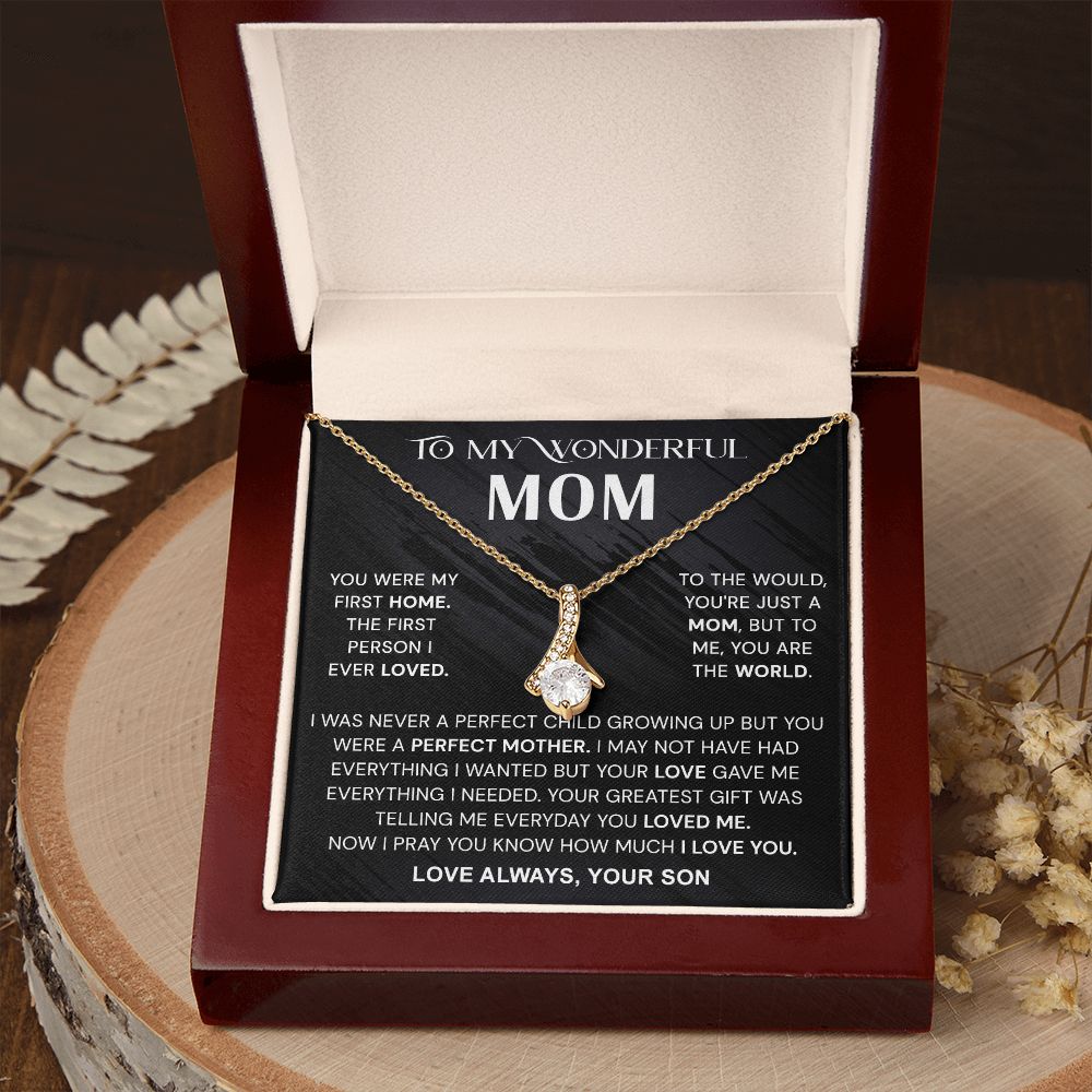 To My Wonderful Mom Necklace, Mom From Son Gift, Gift for Mother's Day From Son, Gift for Mom, Mother Gift from Son Necklace, Son to Mom Gifts, Mom gifts, Mothers Day Gift From Son Alluring Beauty Necklace