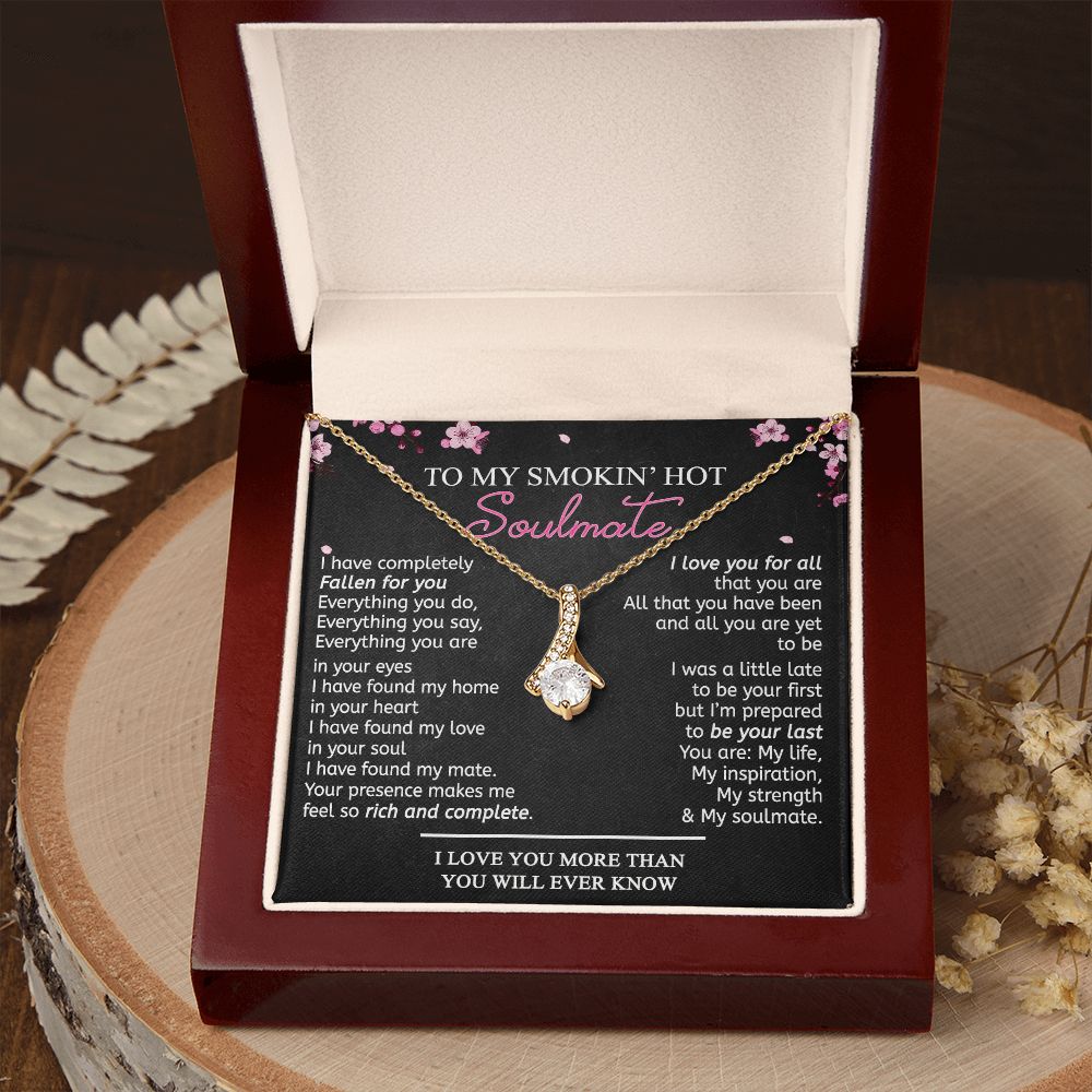 To My Smokin Hot Soulmate Necklace - Wife Gifts From Husband To My Wife Necklace, Gift for Her Romantic, Girlfriend Gifts Necklace for Wife from Men Includes Message Card and Gift Box 12 Alluring Beauty Necklace