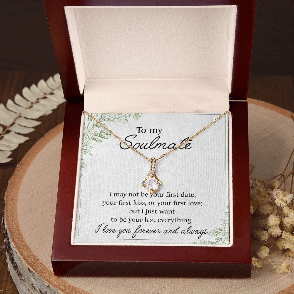 To My Soulmate Necklace for Women Birthday Christmas Jewelry Gifts For My Wife with Message Card Box Personalized Gift Present Pendant for Future Wife Soulmate Girlfriend Love 25 Alluring Beauty Necklace