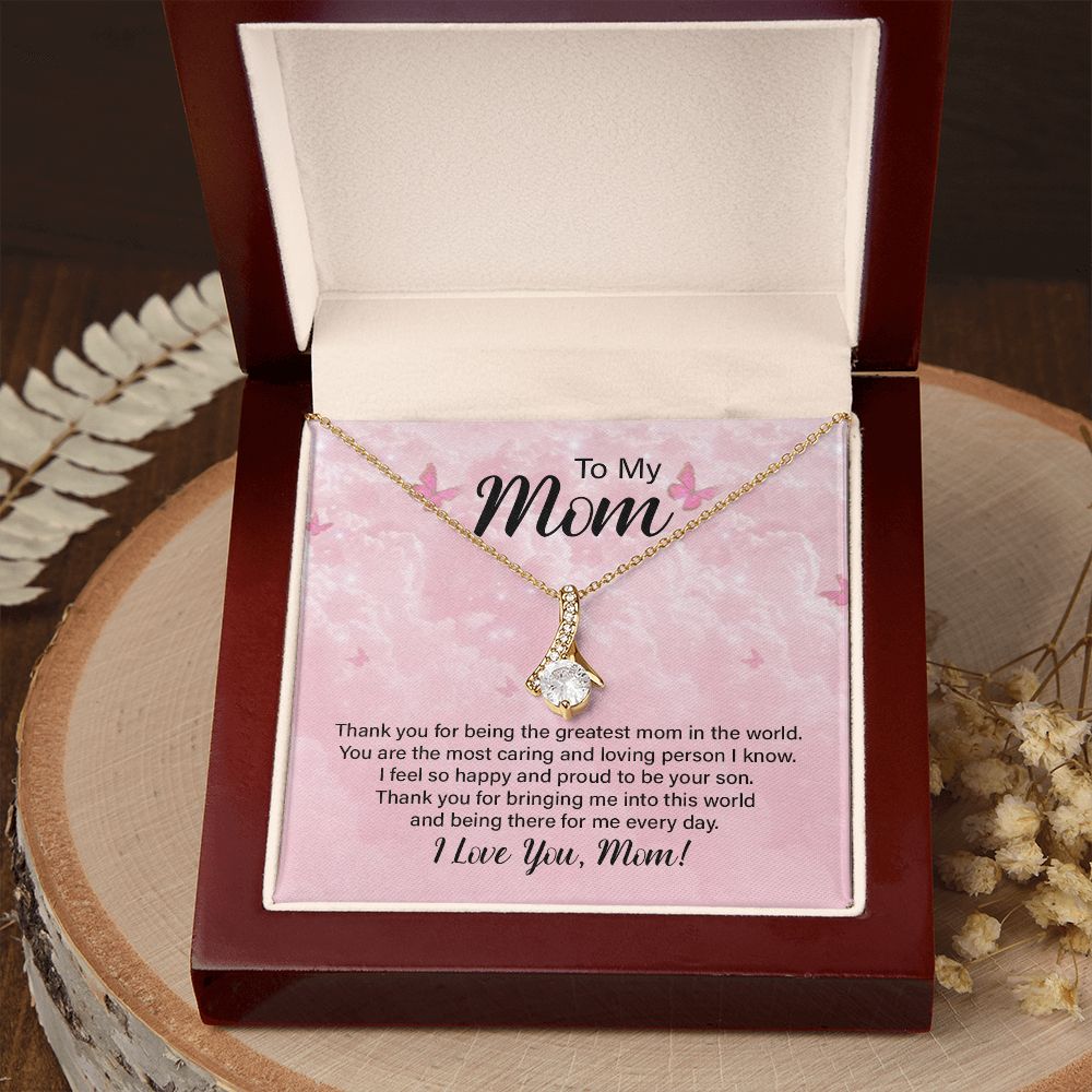 To My Mom Necklace, Gift For Mom, Mother's Day Gift from Daughter, Mom Jewelry Gift for Mothers Day, Birthday Gift for Mother, Moms Gift from Daughter Son, Necklace for Mom Mother 24 Alluring Beauty Necklace