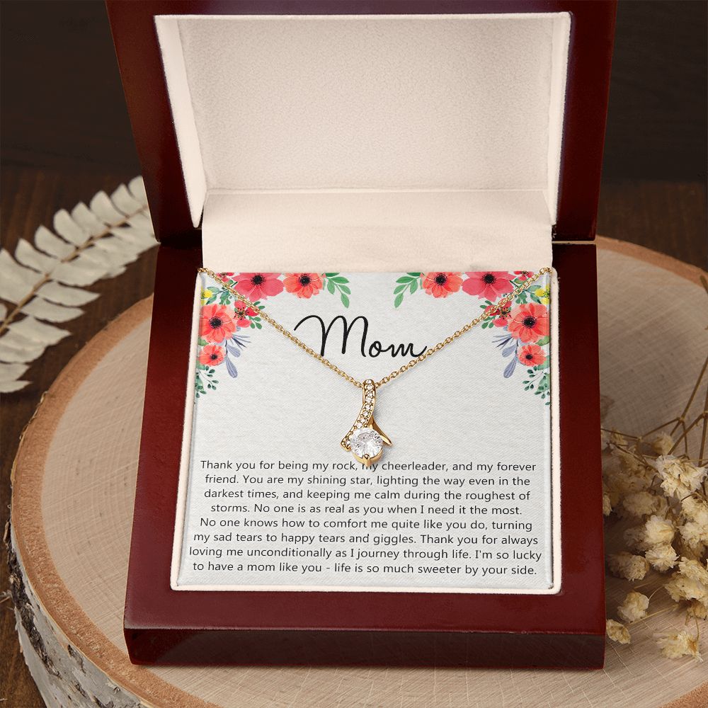 To My Mom Gift Necklace for Mother Daughter Jewelry, Thank You Mom Gift, Gift for Mom from Daughter to Mother Necklace Pendant Jewelry Box for Mom on Mother's Day Birthday Alluring Beauty Necklace