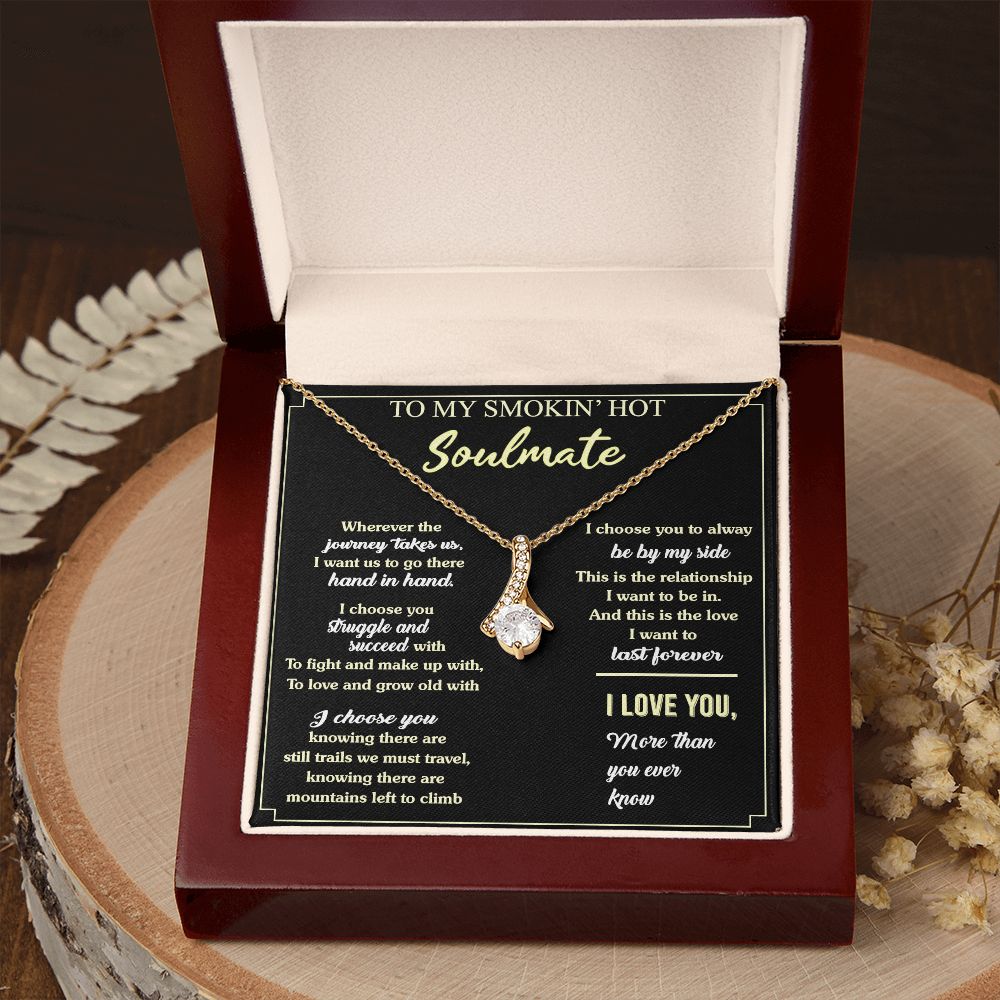 To My Soulmate Necklace for Women Birthday Valentines Day Jewelry Gifts For My Wife with Message Card Box Personalized Gift Present Pendant for Future Wife Soulmate Girlfriend Love 7 Alluring Beauty Necklace