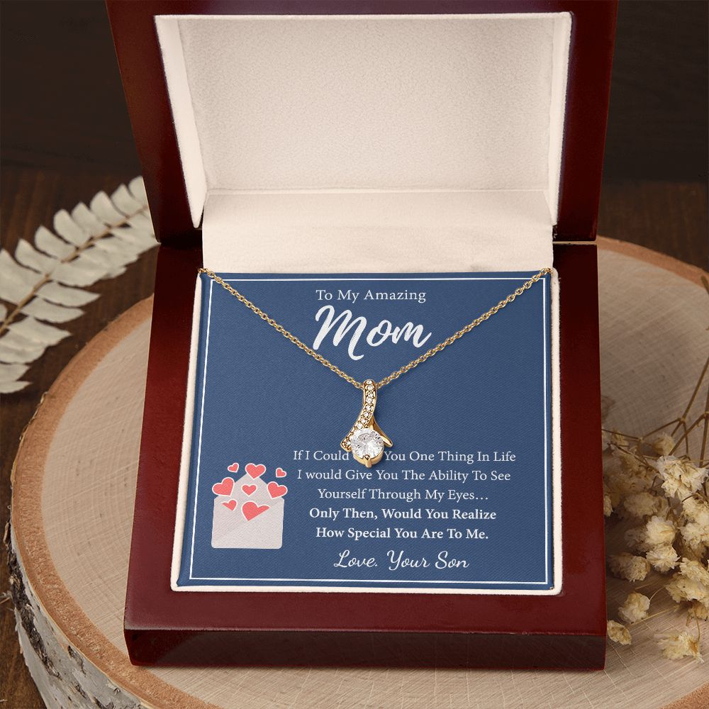 Mom Necklace Gifts for Mom from Daughter to Mom Gifts for Mothers Day from Daughter, To My Mom Necklace from Daughter to Mom Birthday Gifts Necklace with Message Card and Gift Box2238 Alluring Beauty Necklace