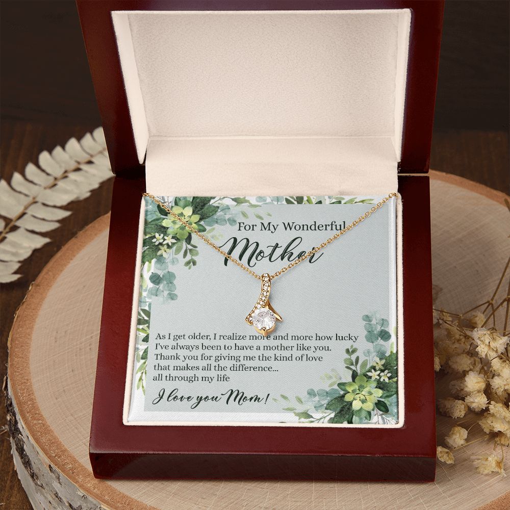 To My Wonderful Mother Necklace Message Card, Gift Box for Mom Birthday Gift From Daughter Mothers Day Necklace for Mom Gift From Daughter Mom Gifts For Mom Thank You Gift For Mom Alluring Beauty Necklace