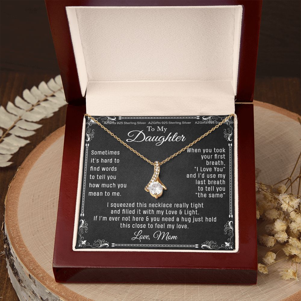 To My Daughter Necklace From Mom - Necklaces For Daughter From Mom, Mother Daughter Necklace, Gifts For Daughters From Mothers, Jewelry Gift For Badass Daughter On Birthday, Christmas, Graduation Alluring Beauty Necklace
