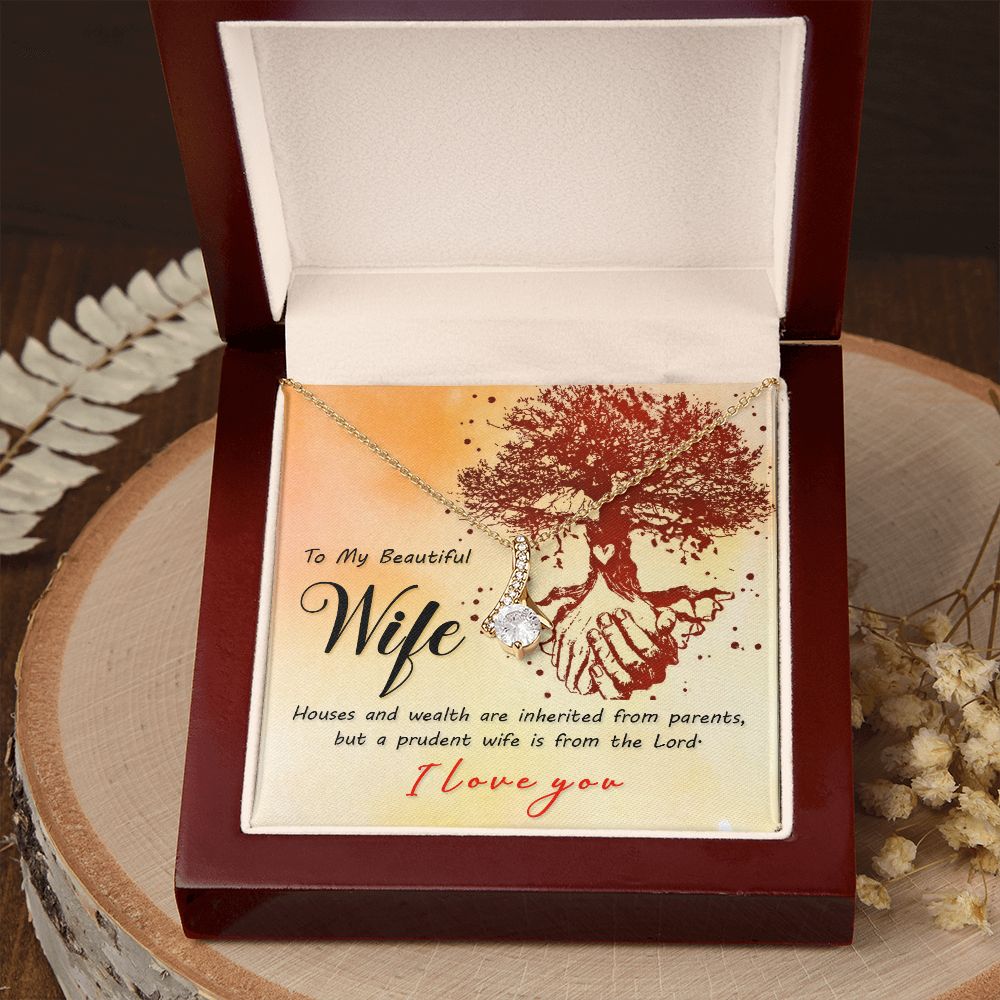 To My Beautiful Wife Necklace, Wedding Anniversary Jewelry For Women, Necklace For Wife from Husband, Gifts For Wife Birthday Gifts Necklace, Jewelry With Message Card In A Gift Box