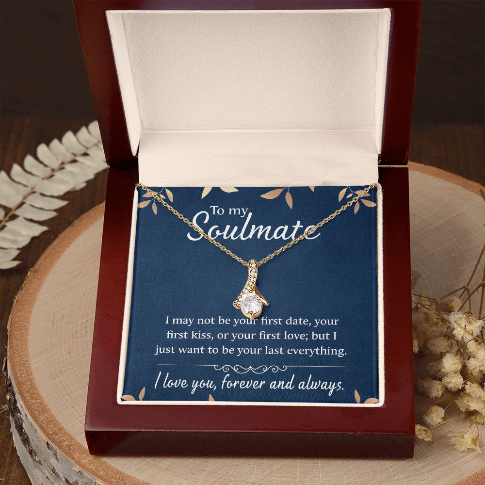 To My Soulmate Necklace for Women Birthday Christmas Jewelry Gifts For My Wife with Message Card Box Personalized Gift Present Pendant for Future Wife Soulmate Girlfriend Love 21 Alluring Beauty Necklace
