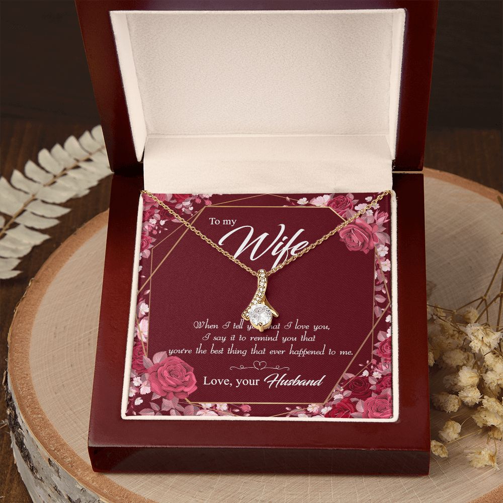 To My Wife Necklace Pendant Gift From Husbnd Habby Birthday Jewelry with Message Card and Gift Box. Wife Necklace Gift for Wife from Husband Valentine's Day Gift For Wife Future Wife Alluring Beauty Necklace