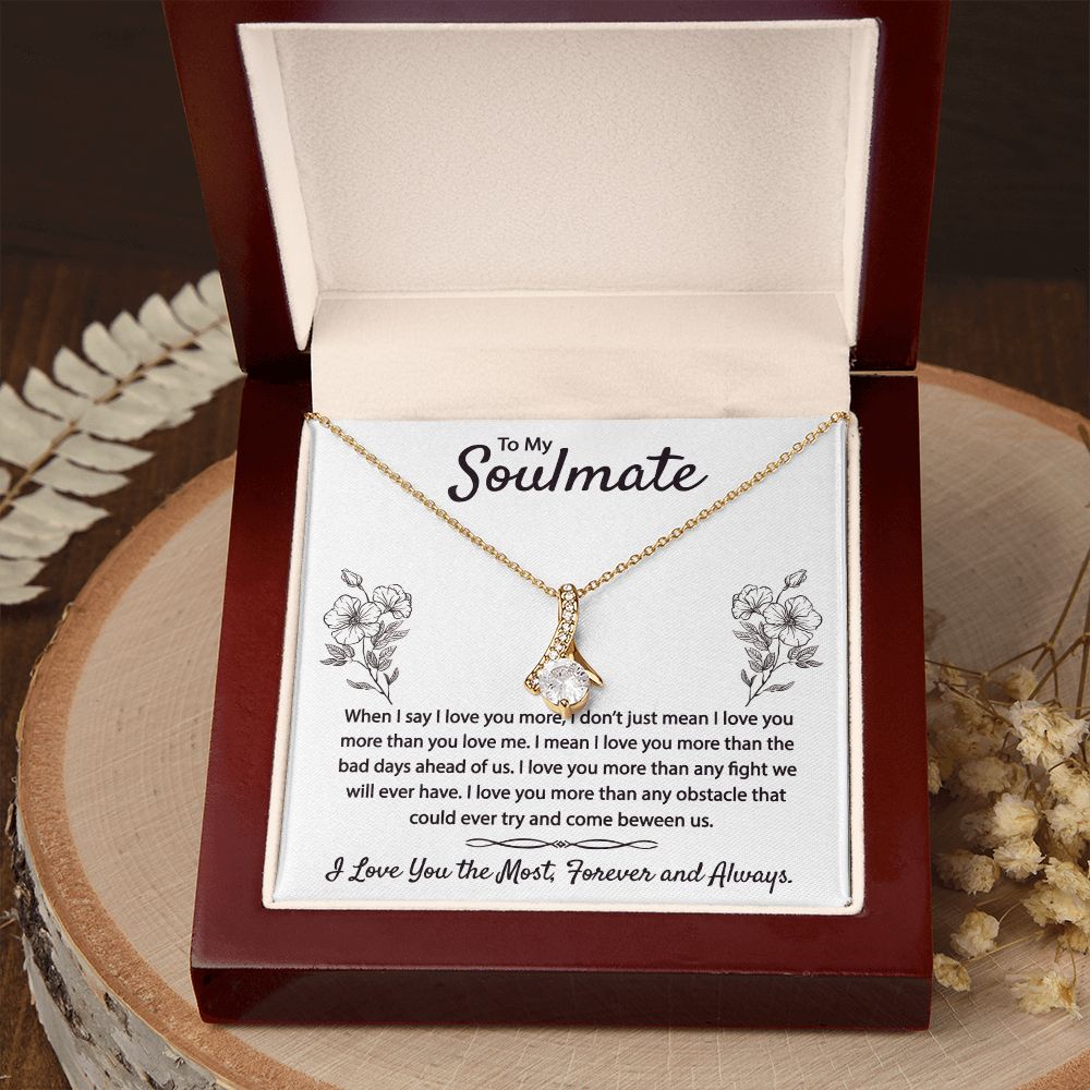 To My Soulmate Necklace for Women Birthday Christmas Jewelry Gifts For My Wife with Message Card Box Personalized Gift Present Pendant for Future Wife Soulmate Girlfriend Love 9 Alluring Beauty Necklace