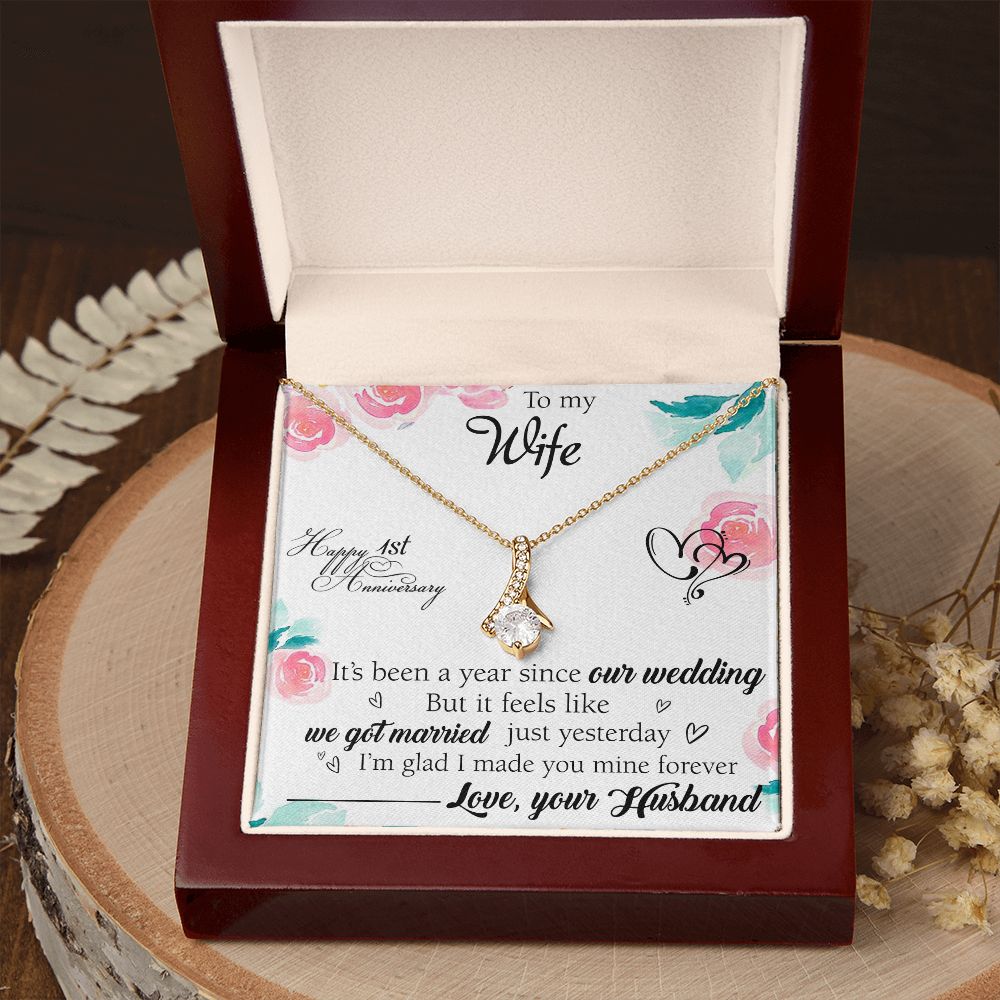 To My Wife Necklace, Wedding Anniversary Jewelry For Women, Necklace For Wife from Husband, Gift For Wife Birthday Gifts From Husband Necklace, Jewelry With Message Card In A Gift Box2 Alluring Beauty Necklace