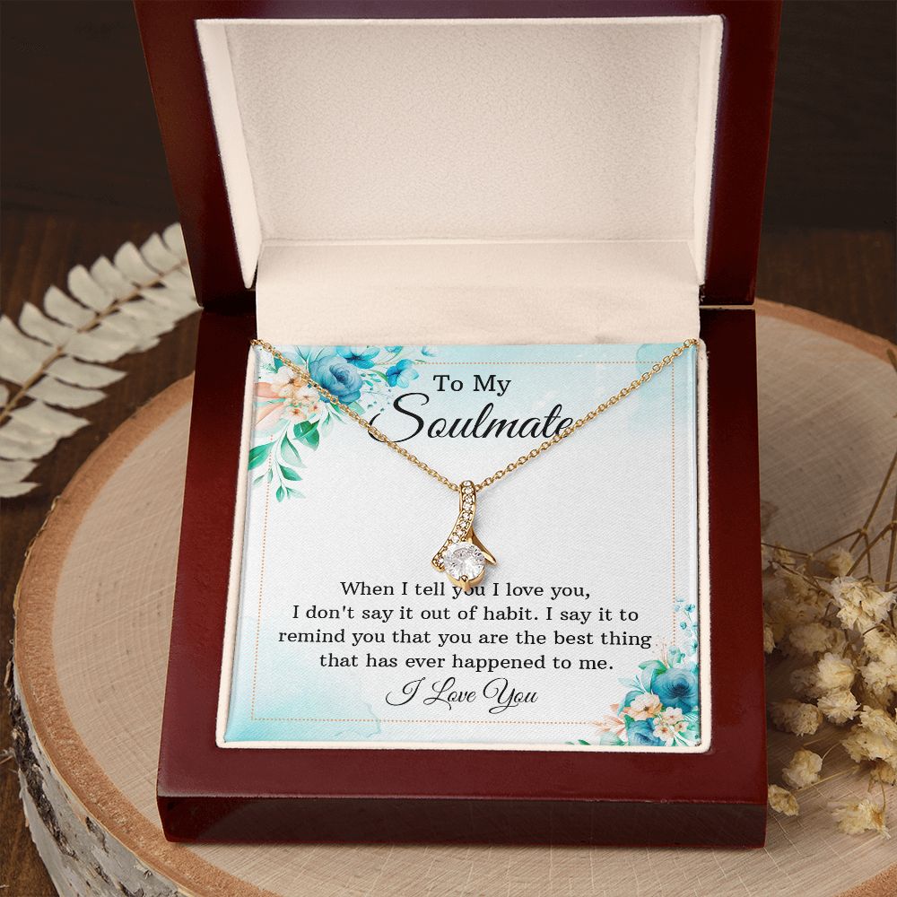 To My Soulmate Necklace for Women Birthday Christmas Jewelry Gifts For My Wife with Message Card Box Personalized Gift Present Pendant for Future Wife Soulmate Girlfriend Love 12 Alluring Beauty Necklace