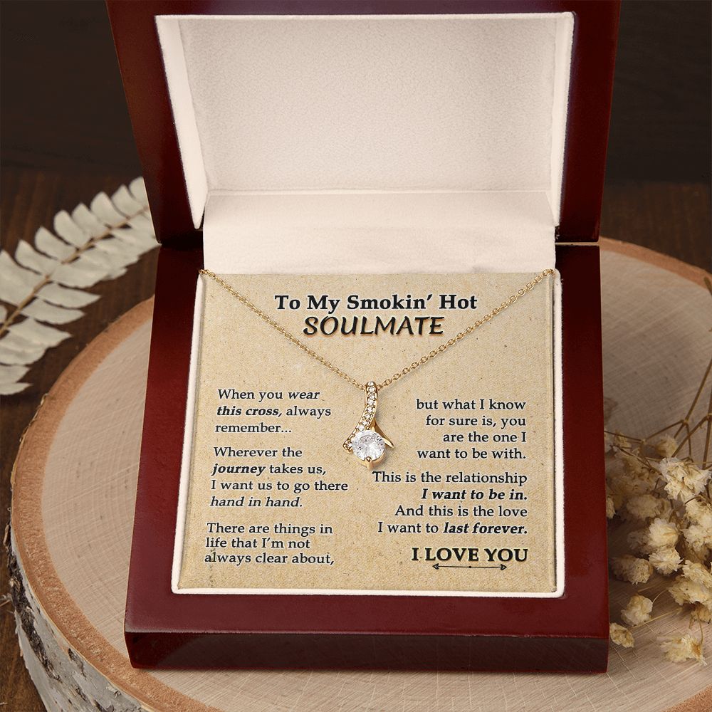 To My Soulmate Necklace for Women Birthday Valentines Day Jewelry Gifts For My Wife with Message Card Box Personalized Gift Present Pendant for Future Wife Soulmate Girlfriend Love 9 Alluring Beauty Necklace