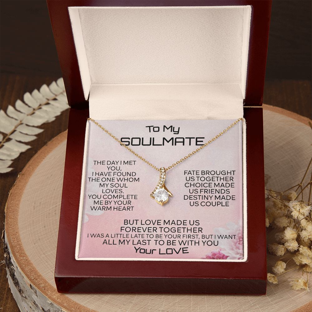 To My Soulmate Necklace for Women Birthday Christmas Jewelry Gifts For My Wife with Message Card Box Personalized Gift Present Pendant for Future Wife Soulmate Girlfriend Love 2 Alluring Beauty Necklace