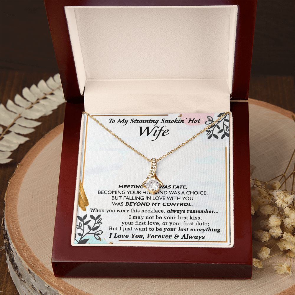 To My Smokin Hot Wife Necklace, Wedding Anniversary Jewelry For Women, Necklace For Wife from Husband, Gifts For Wife Birthday Gifts Necklace, Jewelry With Message Card In A Gift Box Alluring Beauty Necklace