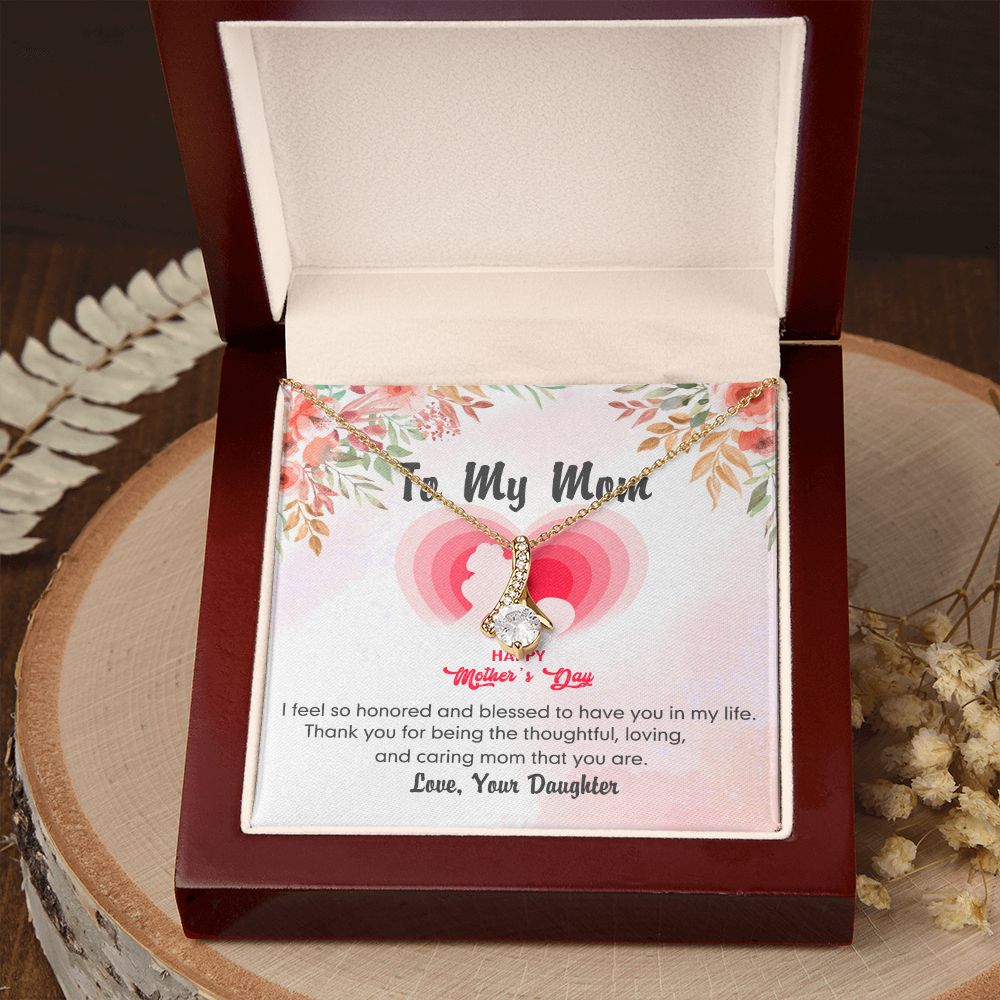 To My Mom Necklace Pendant Gift From Daughter And Happy Mother's Day Gift For Mom Birthday, Anniversary Thank You Alluring Beauty Necklace