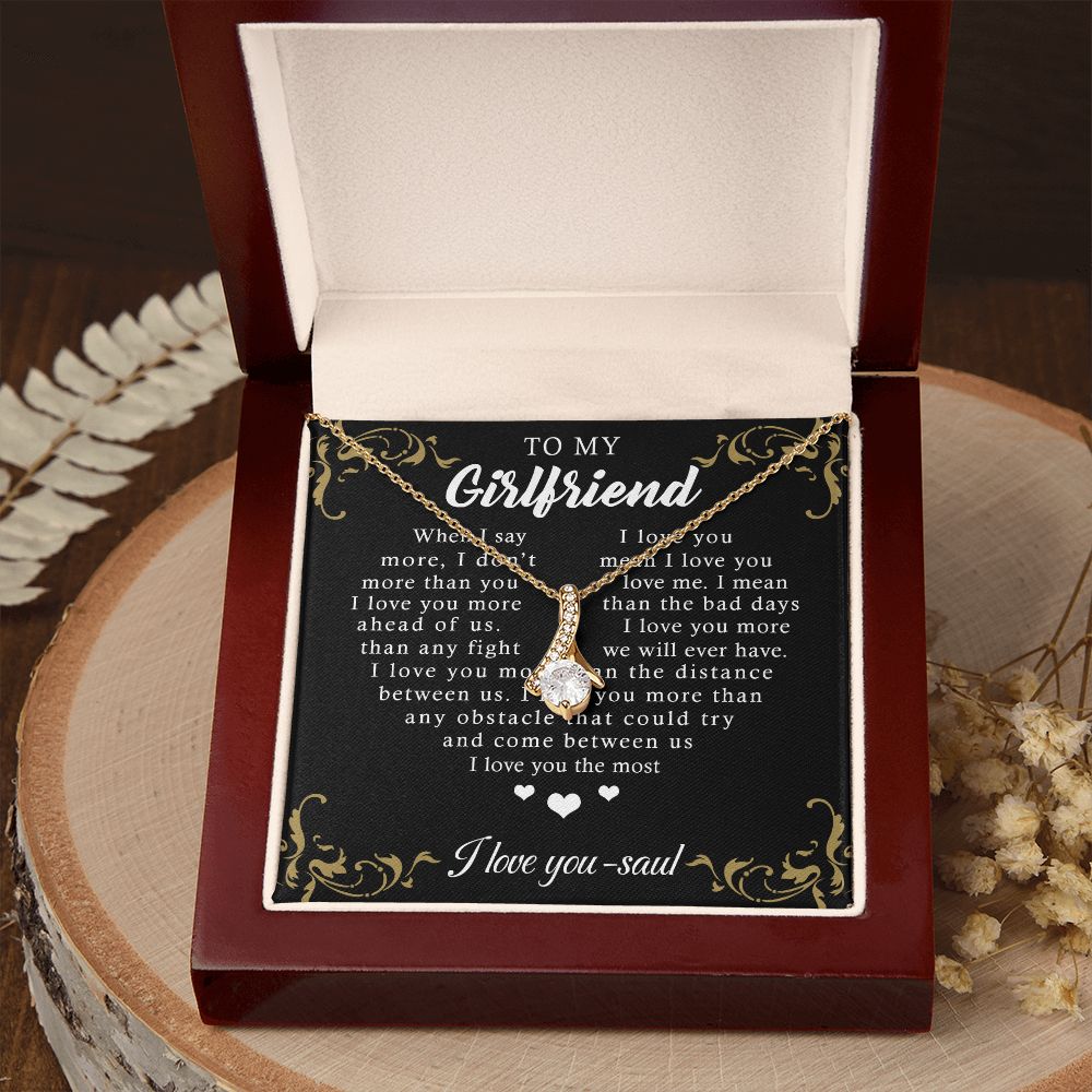 To My Girlfriend Necklace from Boyfriend, Personalized Necklace for Women, Luxury Necklace for Girlfriend, Wedding Anniversary Present For Her, Girlfriend Gift Jewelry Christmas Birthday Gift Alluring Beauty Necklace