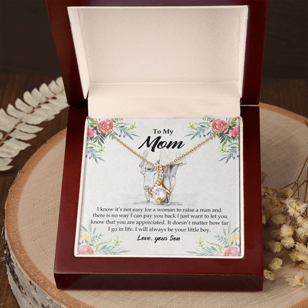 To My Mom Necklace Pendant Gift From Son And Happy Mother's Day Gift For Mom Birthday, Anniversary Your Little Boy Alluring Beauty Necklace