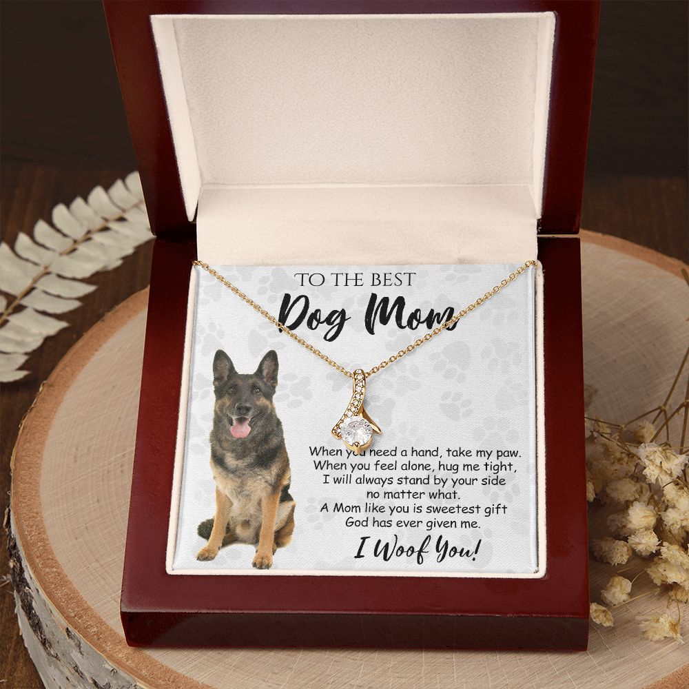 To The Best German Shepherd Dog Mom Knot Necklace Mother's Day Gift , I Woof You Quote Gift Card, Message Card Jewelry For Dog Lovers, Necklace For Mom Alluring Beauty Necklace