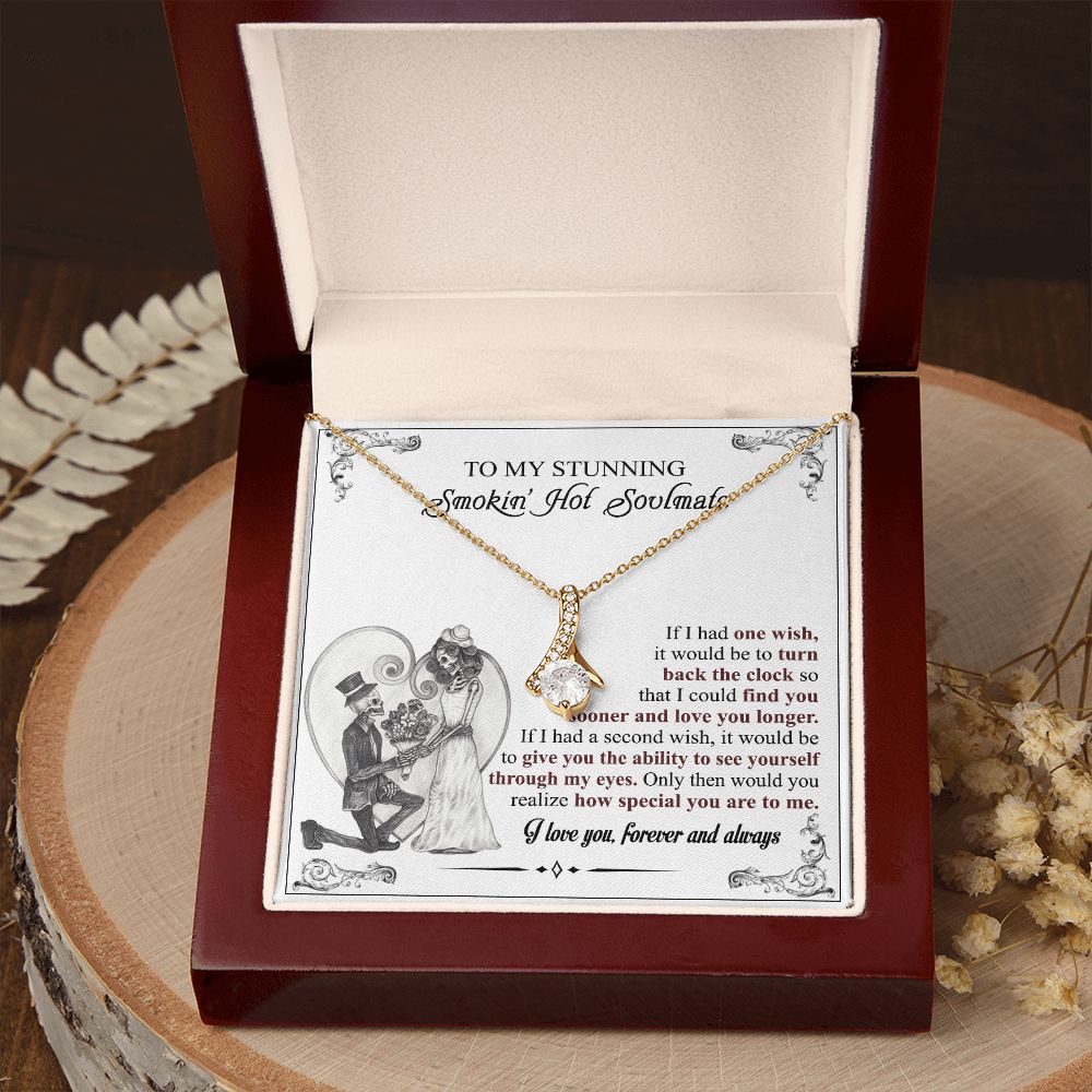 To My Soulmate Necklace for Women Birthday Valentines Day Jewelry Gifts For My Wife with Message Card Box Personalized Gift Present Pendant for Future Wife Soulmate Girlfriend Love 6 Alluring Beauty Necklace