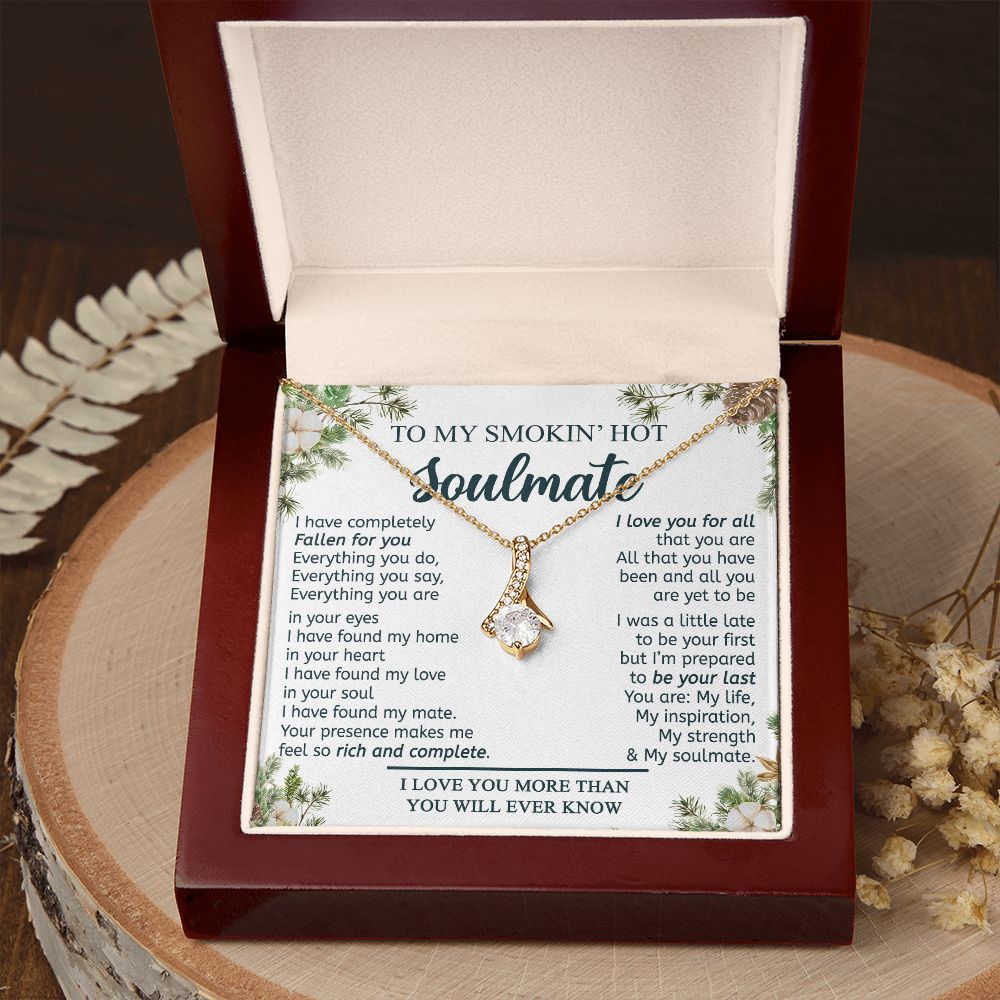 To My Smokin Hot Soulmate Necklace - Wife Gifts From Husband To My Wife Necklace, Gift for Her Romantic, Girlfriend Gifts Necklace for Wife from Men Includes Message Card and Gift Box 11 Alluring Beauty Necklace
