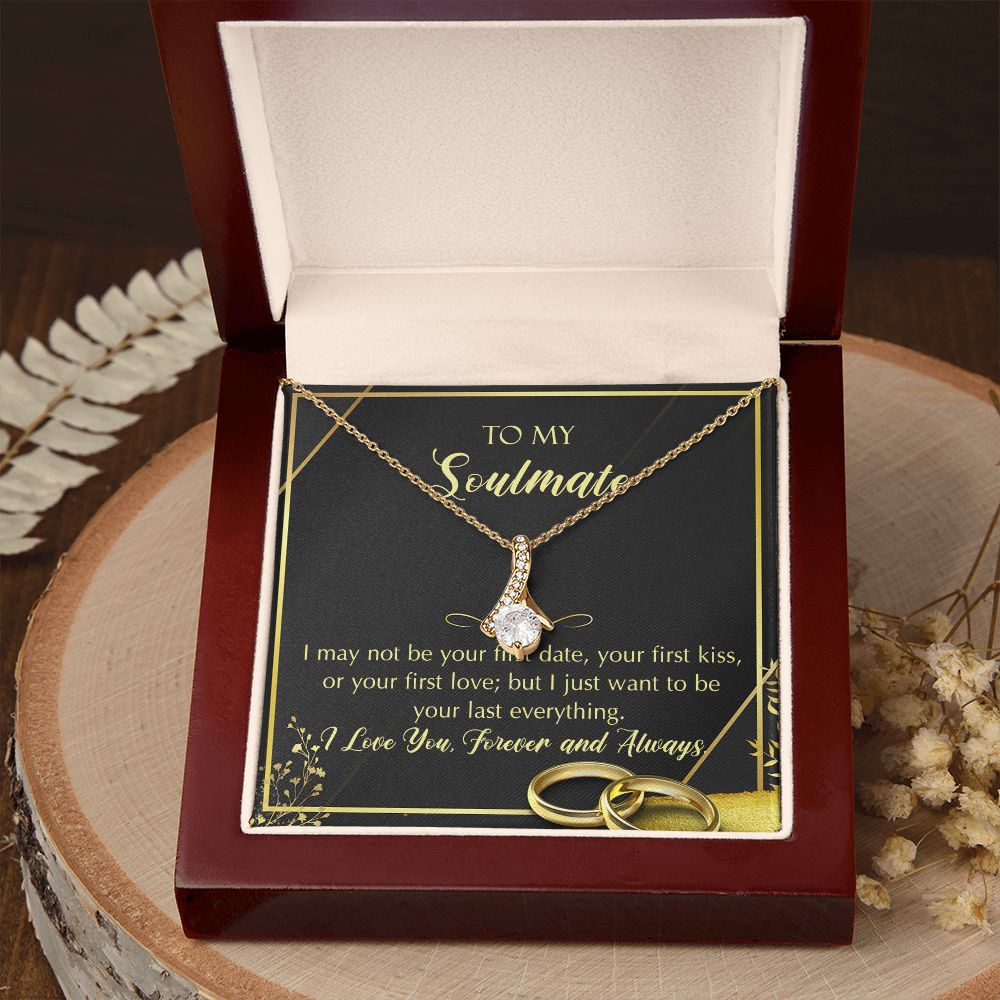 To My Soulmate Necklace for Women Birthday Christmas Jewelry Gifts For My Wife with Message Card Box Personalized Gift Present Pendant for Future Wife Soulmate Girlfriend Love 28 Alluring Beauty Necklace
