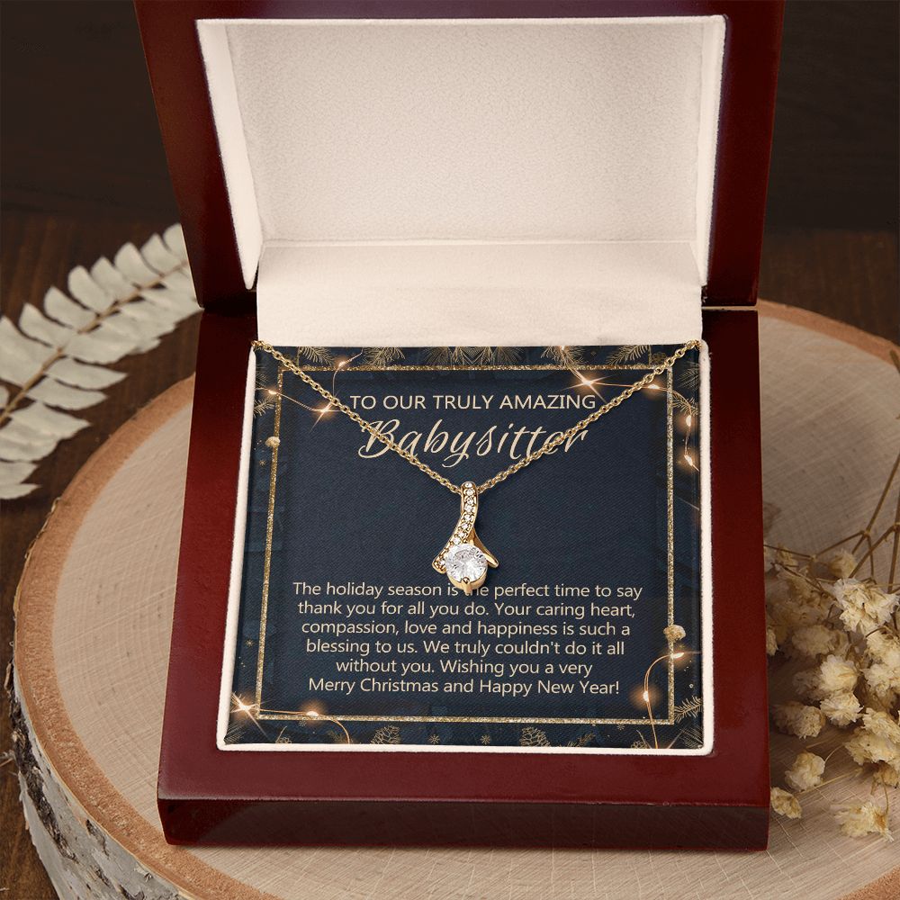 Babysitter Christmas Necklace Gift, Babysitter Gift, Christmas Babysitter Gift from Family, Merry Christmas Day Gift, Holiday Gift, Babysitter Necklace for Women 301 Alluring Beauty Necklace