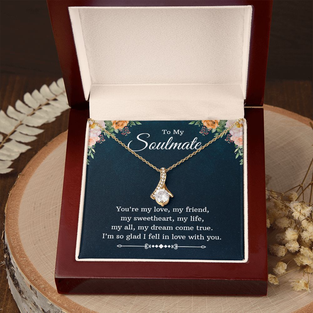 To My Soulmate Necklace for Women Birthday Christmas Jewelry Gifts For My Wife with Message Card Box Personalized Gift Present Pendant for Future Wife Soulmate Girlfriend Love 10 Alluring Beauty Necklace