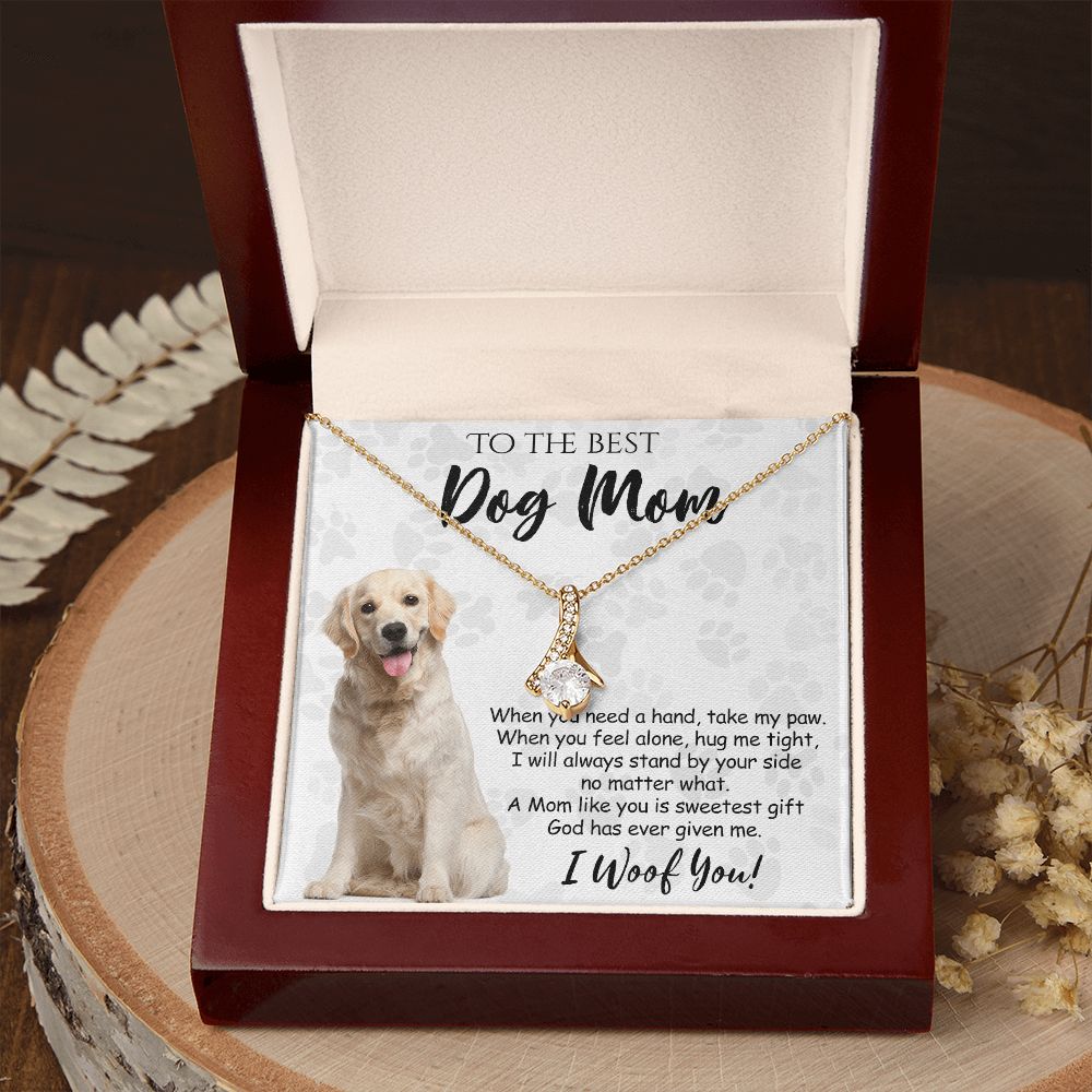 To The Best Golden Retriever Dog Mom Knot Necklace Mother's Day Gift , I Woof You Gift Card, Message Card Jewelry For Dog Lovers, Necklace For Mom Alluring Beauty Necklace