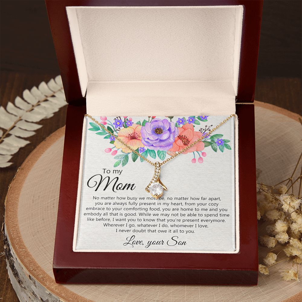 To my Mom Love Your Son Necklace, Meaningful Gift for Mom Necklace Jewelry for Women, Gift for Mom from Son, Son to Mom Jewelry Box, Mom Gift on Mother's Day Birthday Holiday Present Alluring Beauty Necklace