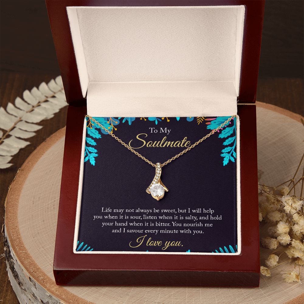To My Soulmate Necklace for Women Birthday Christmas Jewelry Gifts For My Wife with Message Card Box Personalized Gift Present Pendant for Future Wife Soulmate Girlfriend Love 16 Alluring Beauty Necklace