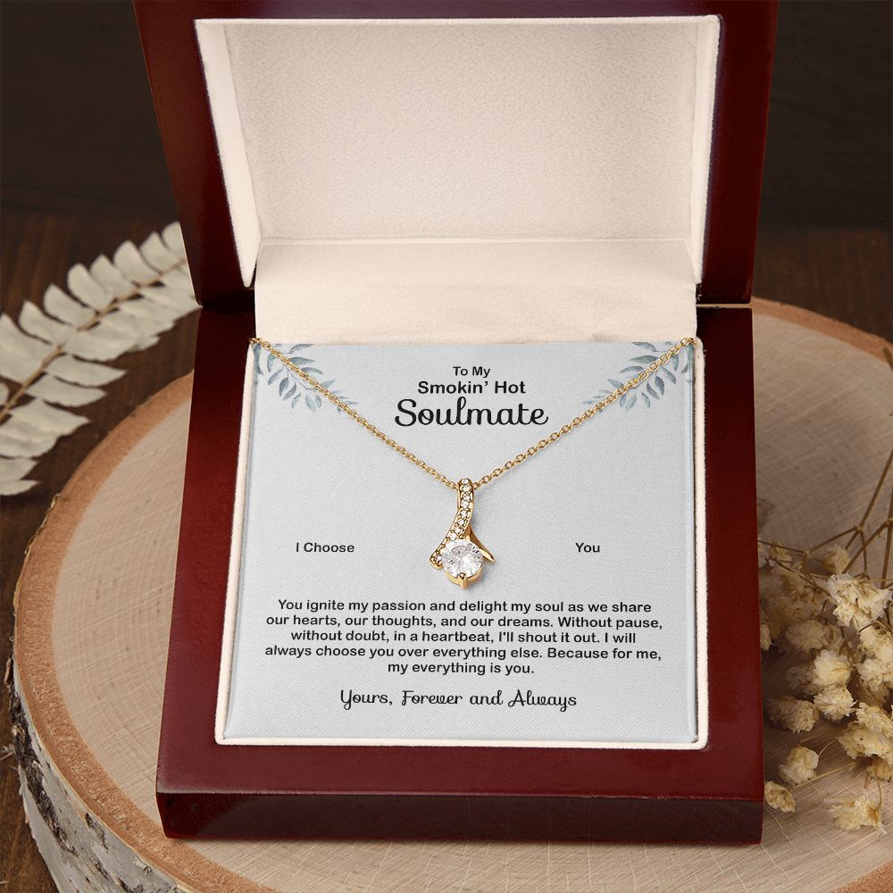 To My Soulmate Necklace for Women Birthday Valentines Day Jewelry Gifts For My Wife with Message Card Box Personalized Gift Present Pendant for Future Wife Soulmate Girlfriend Love 4 Alluring Beauty Necklace