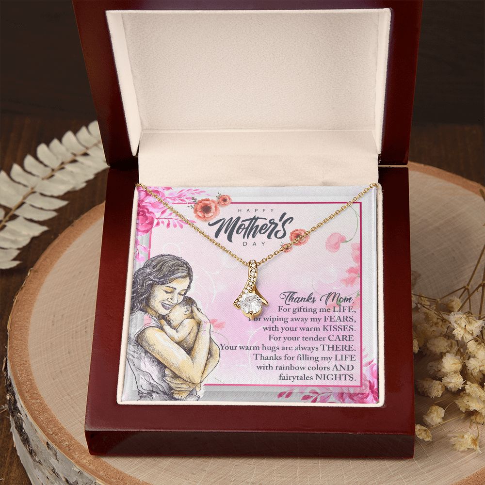 To My Mom, Mother Necklace Pendant Gift From Daughter Or Son Thanks Mom For Gifting Me Life With Message Card Gift For Mom Alluring Beauty Necklace