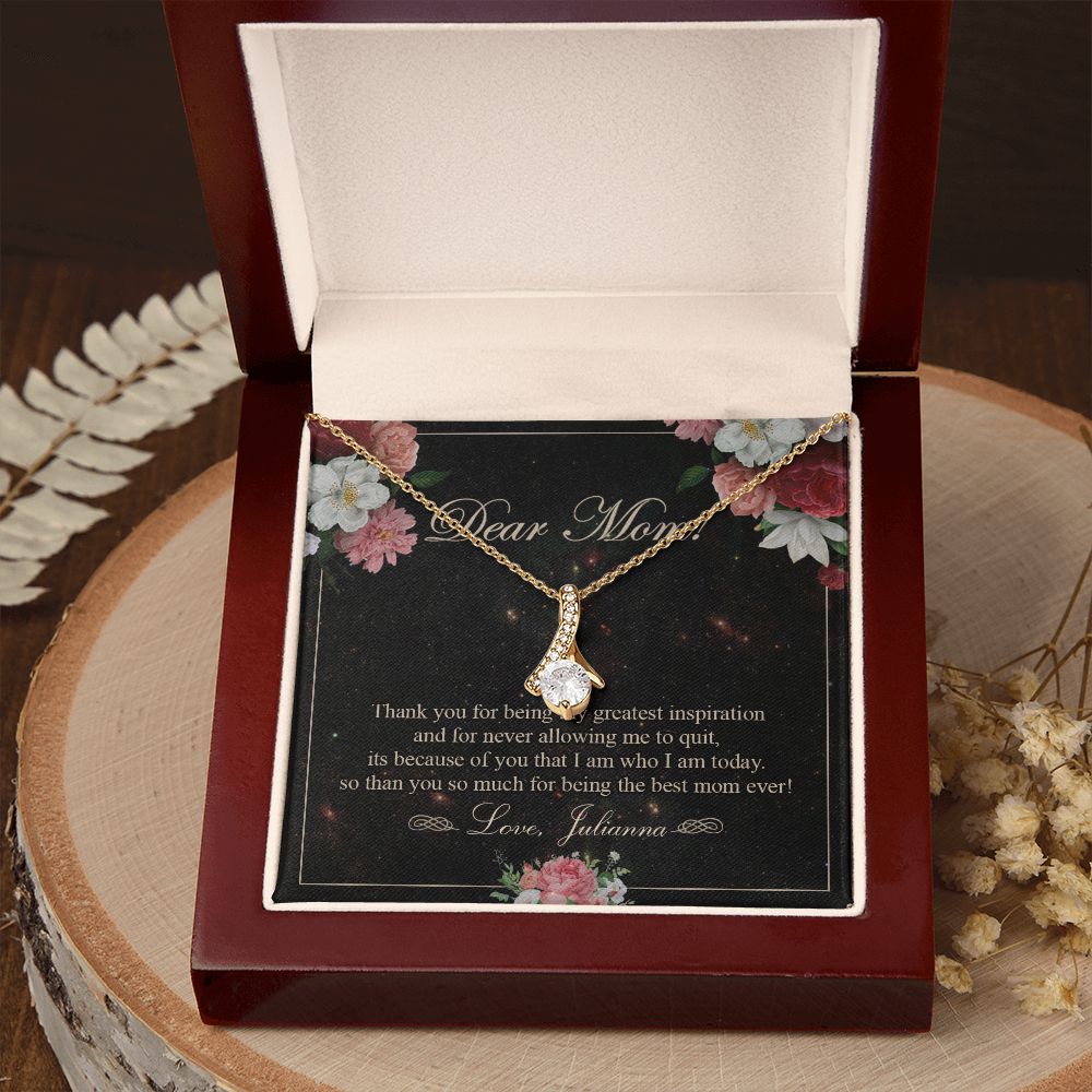 To My Mom Necklace, Gift For Mom On Mother's Day Thank You Mom Gifts From Kids Mom Julianna Alluring Beauty Necklace