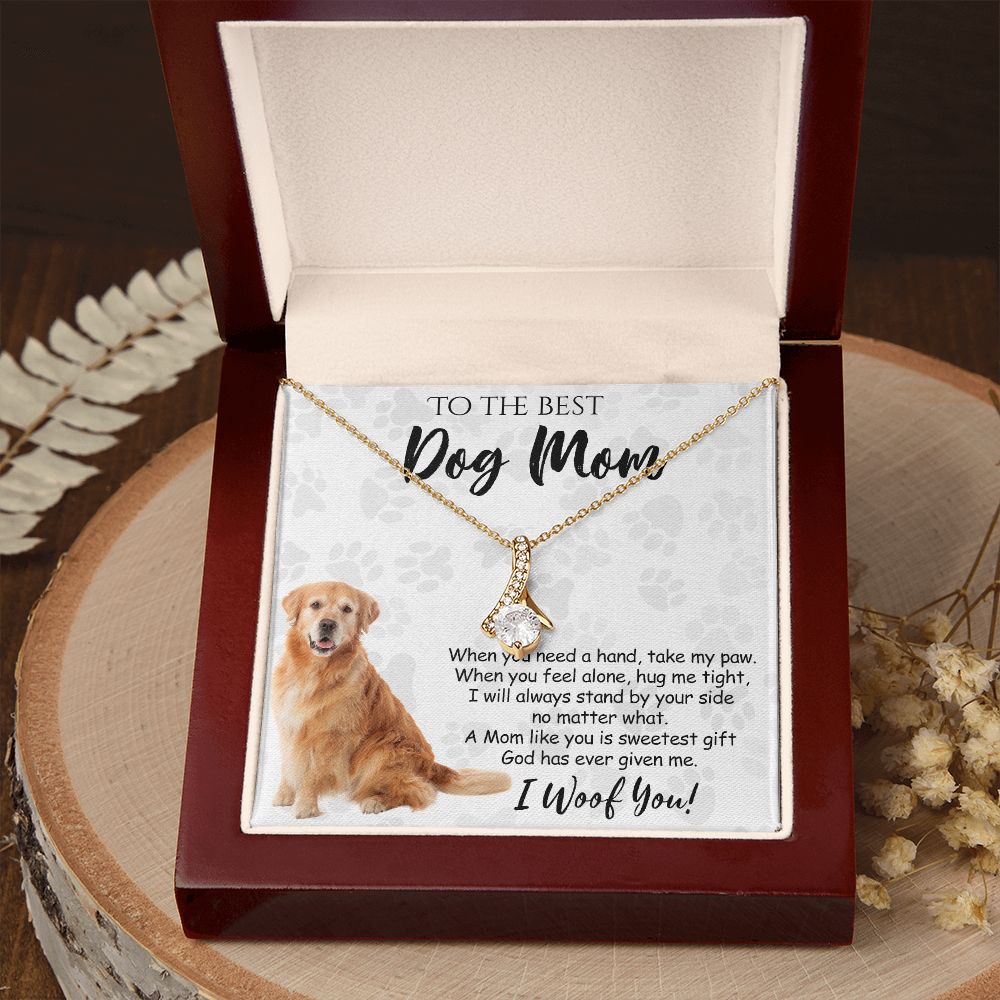 To The Best Golden Retriever Dog Mom Knot Necklace Mother's Day Gift , I Woof You Quote Gift Card, Message Card Jewelry For Dog Lovers, Necklace For Mom Alluring Beauty Necklace