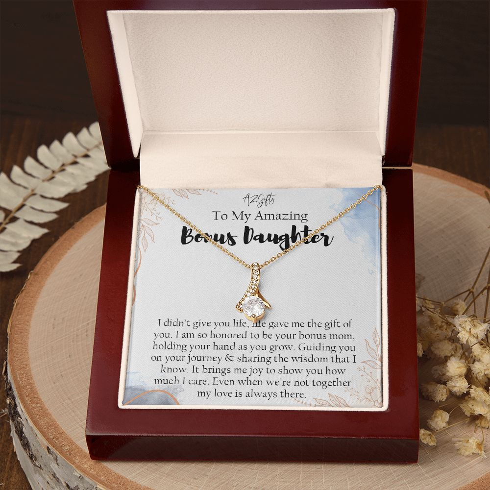 Bonus Daughter Gifts From Stepdad, Step Daughter Gifts From Stepmom, Stepdaughter Gifts From Stepdad, Father Stepdaughter Necklace, To My Bonus Daughter Necklaces, Christmas Gifts For Bonus1 Alluring Beauty Necklace