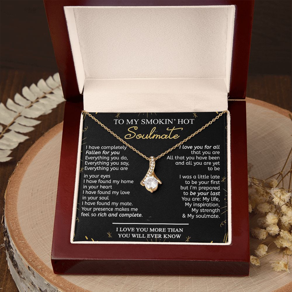 To My Smokin Hot Soulmate Necklace - Wife Gifts From Husband To My Wife Necklace, Gift for Her Romantic, Girlfriend Gifts Necklace for Wife from Men Includes Message Card and Gift Box 21 Alluring Beauty Necklace