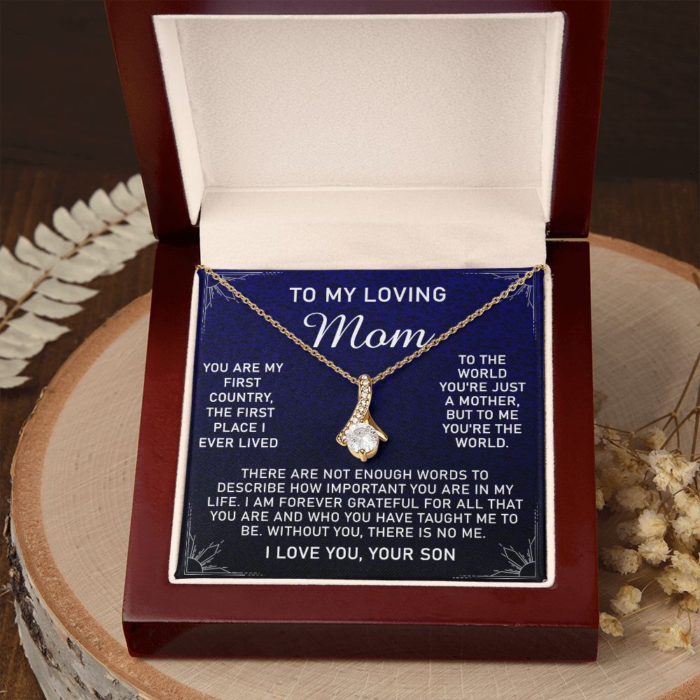 To My Loving Mom Necklace, Gift for Mom from Son, Mother's Day Jewelry Gift, Necklace for Mom Birthday Anniversary Mother's Day Jewelry Gift, To My Mom Necklace from Son Alluring Beauty Necklace