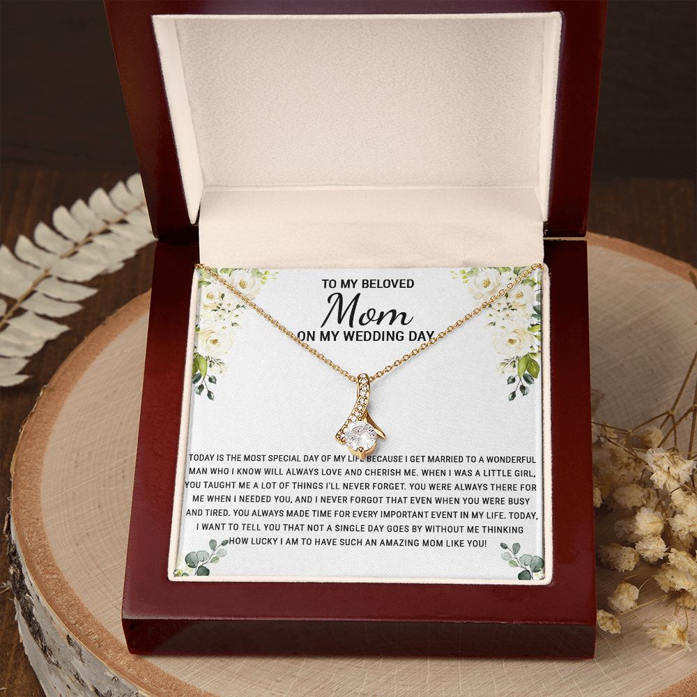 To My Beloved Mom On My Wedding Day Necklace, Daughter Gift for Mom, Bride Gift for Mother, Mother of Bride Gift, Necklace for Mother of Bride Wedding Day, To my Mom Necklace