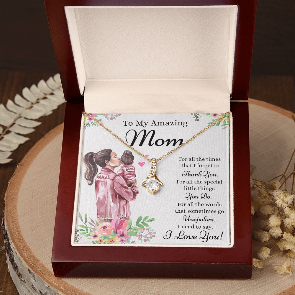 Mom Necklace Gifts for Mom from Daughter to Mom Gifts for Mothers Day from Daughter, To My Mom Necklace from Daughter to Mom Birthday Gifts Necklace with Message Card and Gift Box2240 Alluring Beauty Necklace