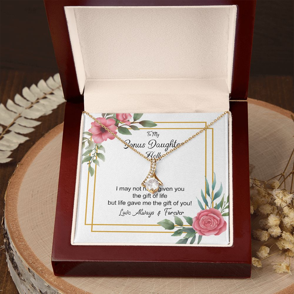 Bonus Daughter Gifts From Stepdad, Step Daughter Gifts From Stepmom, Stepdaughter Gifts From Stepdad, Father Stepdaughter Necklace, To My Bonus Daughter Necklaces, Christmas Gifts For Bonus6 Alluring Beauty Necklace