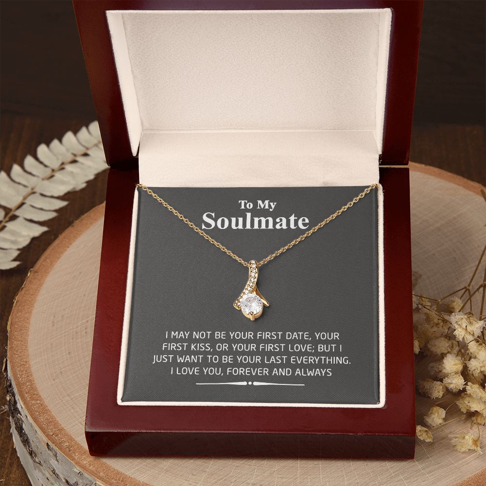 To My Soulmate Necklace for Women Birthday Valentines Day Jewelry Gifts For My Wife with Message Card Box Personalized Gift Present Pendant for Future Wife Soulmate Girlfriend Love 2 Alluring Beauty Necklace