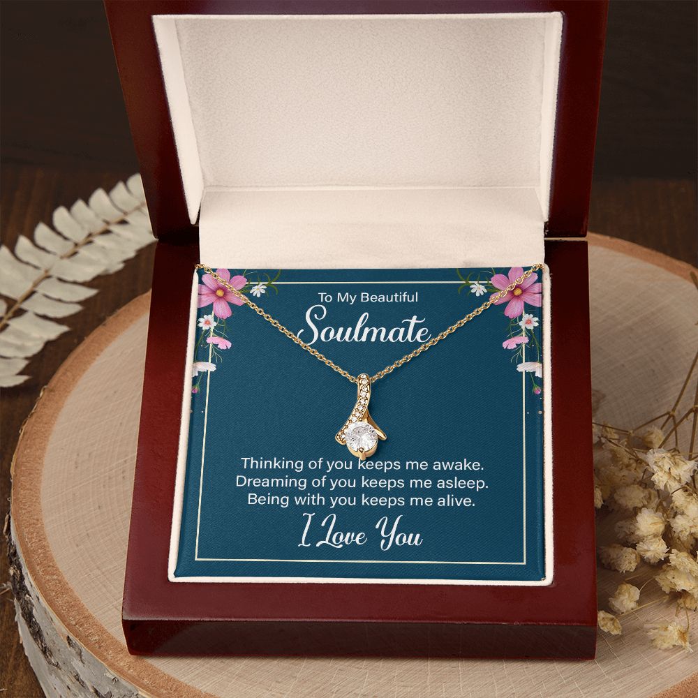 To My Soulmate Necklace for Women Birthday Christmas Jewelry Gifts For My Wife with Message Card Box Personalized Gift Present Pendant for Future Wife Soulmate Girlfriend Love 13 Alluring Beauty Necklace